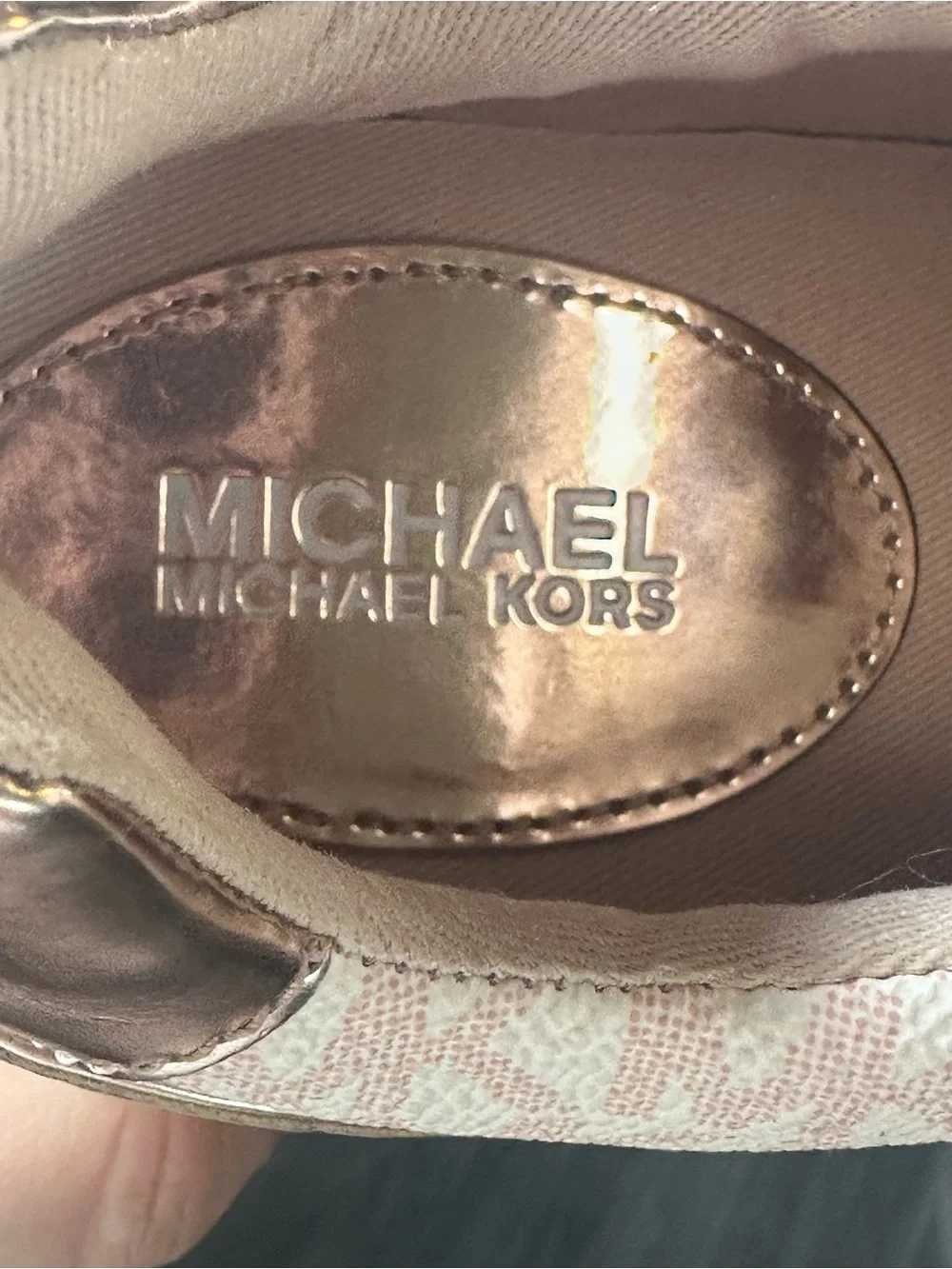 NWOB Michael Kors Maddy Two-Tone Logo & Mesh Trainer Pink Rose Gold Sneakers,9.5